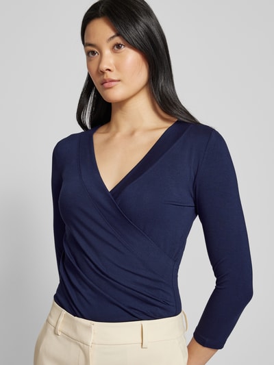 Lauren Ralph Lauren Shirt met lange mouwen in wikkellook, model 'ALAYJA' Marineblauw - 3