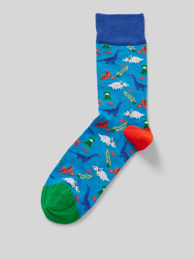 DillySocks Sokken met motiefstitching, model 'Dinosaurs Superstars' Lichtblauw - 1