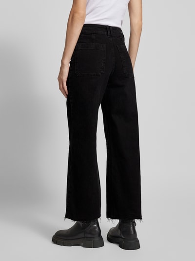 Mango Wide Leg Jeans mit Fransen Modell 'CATHERIN' Black 5