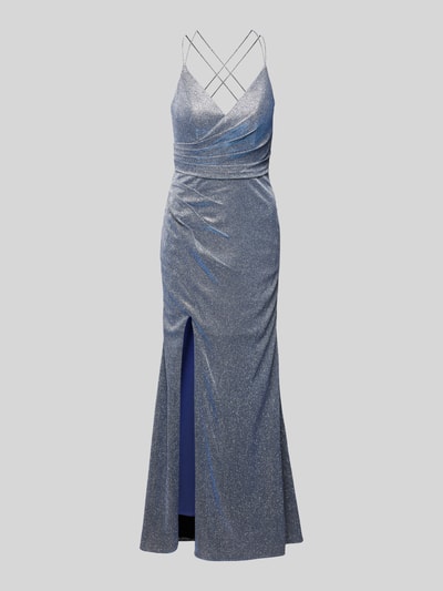 Unique Abendkleid in Wickel-Optik Blau 1