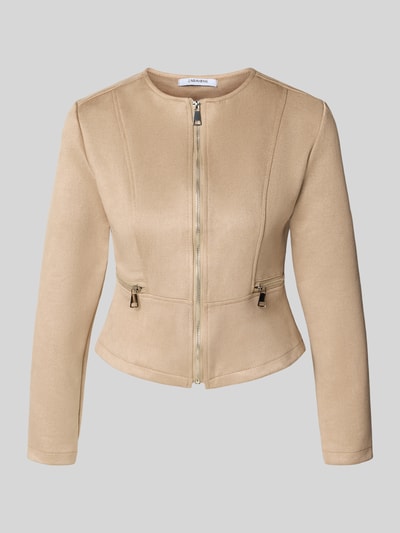 ZABAIONE Kunstlederjacke mit Zierreißverschluss Taupe 2