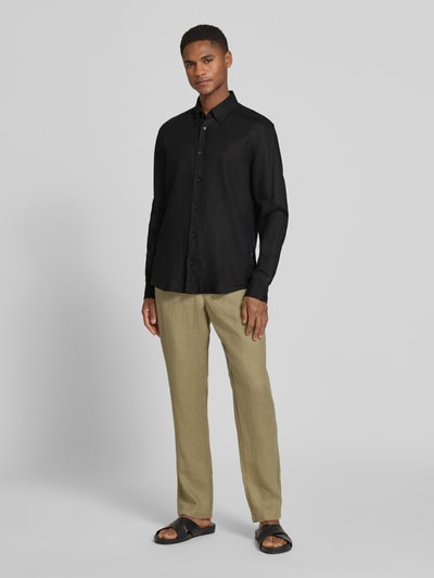 BOSS Regular Fit Freizeithemd aus reinem Leinen Modell 'LIAM' Black 1