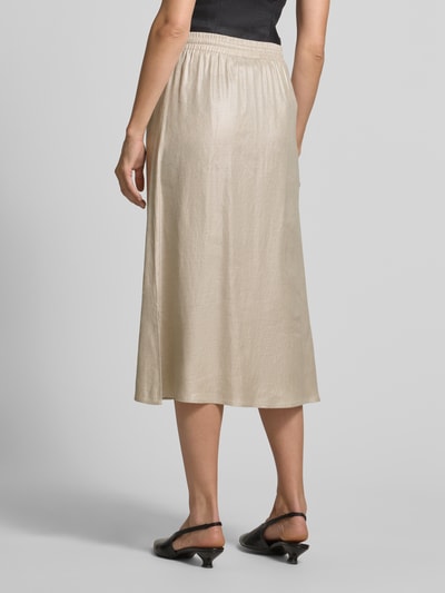 Someday Spódnica midi z mieszanki lnu z elastycznym pasem model ‘Oflow’ Piaskowy 5