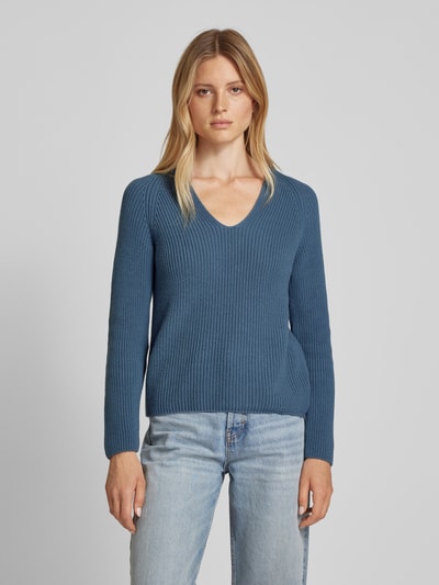 Marc O'Polo Gebreide pullover met boothals Rookblauw - 4