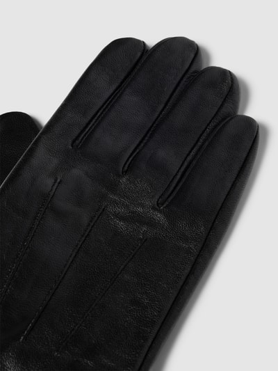 Pearlwood Handschoenen van schapenleer met siernaden, model 'Klassik touch' Zwart - 3