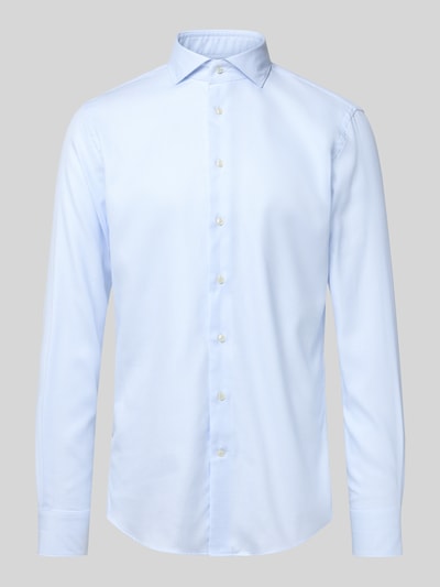 Profuomo Slim fit zakelijk overhemd met haaikraag, model 'Cutaway' Bleu - 2