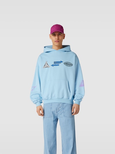 Preach Oversized Hoodie mit Label-Prints Himmelblau 4