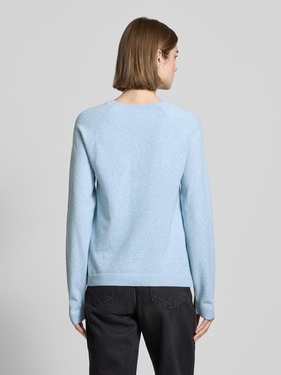 Pieces Regular Fit Strickpullover mit überschnittenen Schultern Modell 'BREE' Hellblau Melange 5