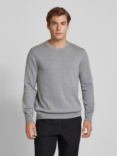 Christian Berg Men Strickpullover mit Woll-Anteil und Rundhalsausschnitt Hellgrau Melange 4