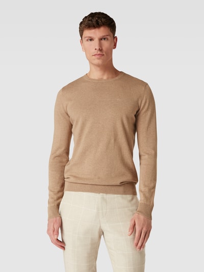 Tom Tailor Strickpullover mit Logo-Stitching Beige 4