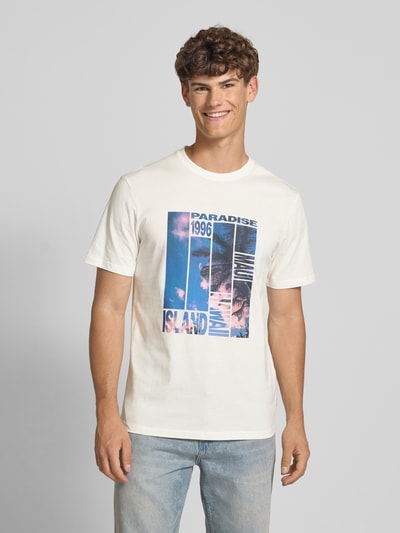 Only & Sons Regular Fit T-Shirt mit Motiv-Print Weiss 4