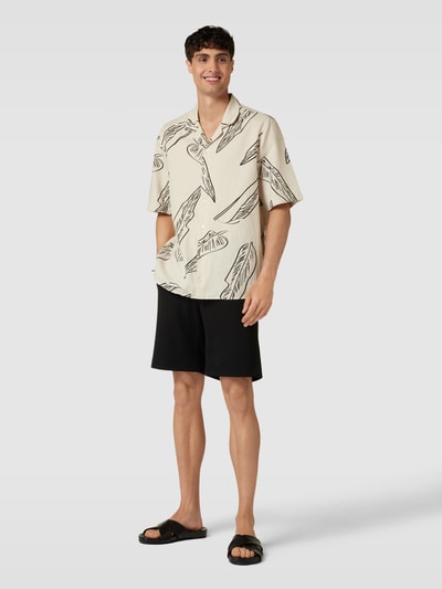 JAKE*S STUDIO MEN Regular Fit Freizeithemd mit Allover-Muster Sand 1