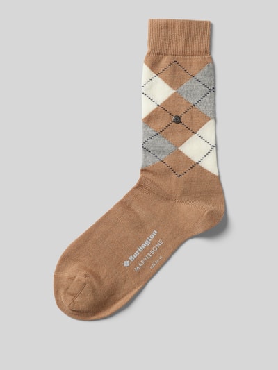 Burlington Socken mit Label-Detail Modell 'Marylebone' Beige 1