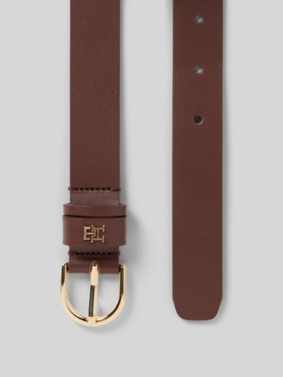 Tommy Hilfiger Pasek skórzany ze sprzączką Essential Ciemnobrązowy 3