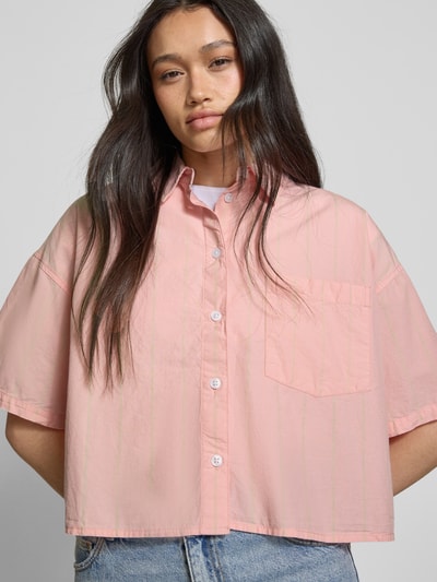 Review Boxy fit overhemdblouse met borstzak Roze - 3