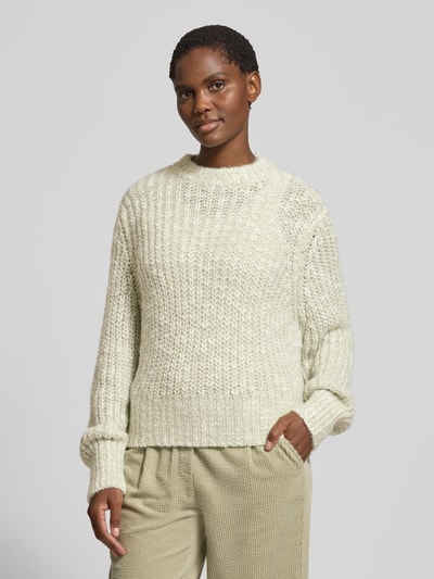 OPUS Gebreide pullover met ronde hals, model 'Palizia' Rietgroen - 4