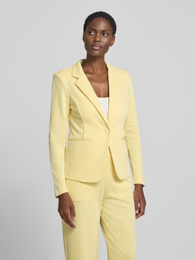 ICHI Żakiet o kroju slim fit z kieszeniami z wypustkami model 'KATE PIQUE' Pastelowy żółty 4