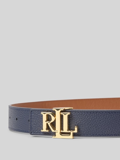 Lauren Ralph Lauren Pasek skórzany z zapięciem zaciskowym z logo Ciemnoniebieski 2