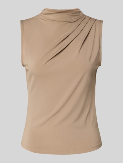 Pieces Shaped Fit Top mit Stehkragen Modell 'MADISON' Beige 2