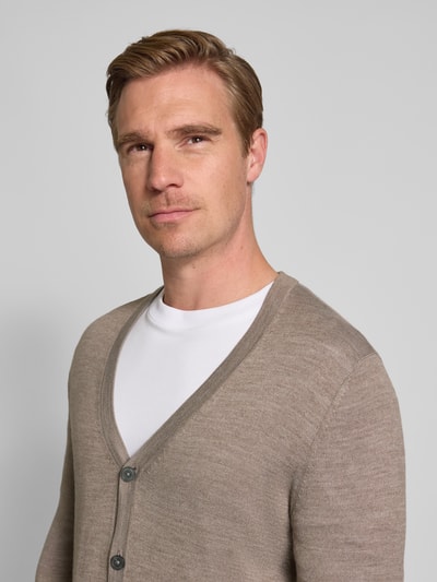 Christian Berg Men Gebreid jack met V-hals Roodbruin gemêleerd - 3