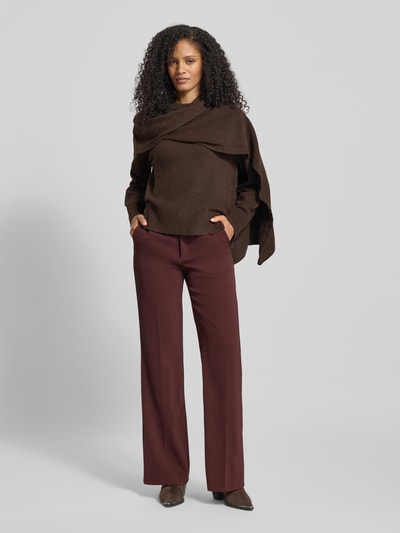 Jake*s Collection Strickpullover mit Schal Dunkelbraun 1