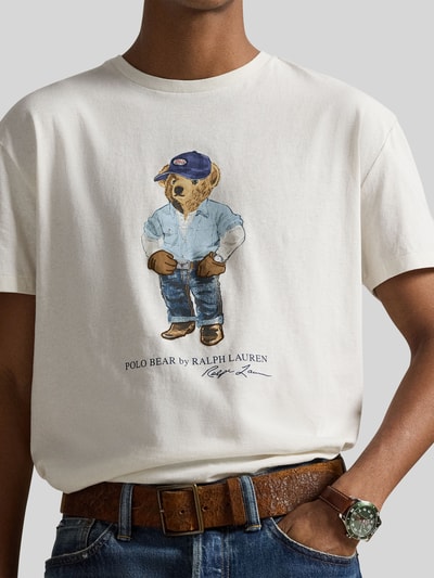 Polo Ralph Lauren Regular Fit T-Shirt aus reiner Baumwolle mit Polo Bear Print Weiss 3