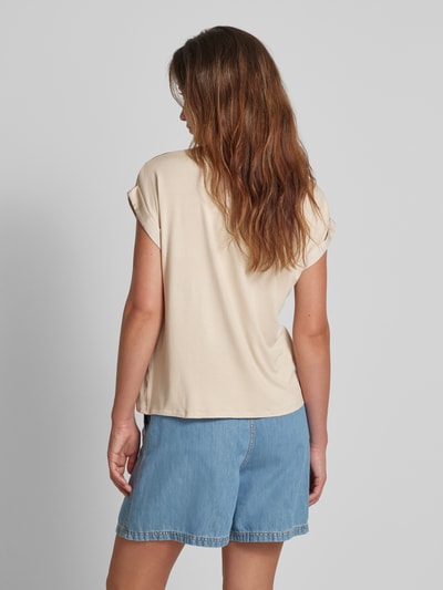 Vila T-shirt met vaste mouwomslagen, model 'VIELLETTE' Beige - 5