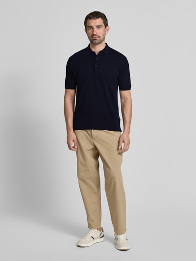 PEOPLE OF SHIBUYA Koszulka polo z bocznymi rozcięciami model ‘NITO’ Granatowy 1