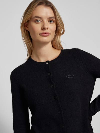 Liu Jo White Cardigan mit Label-Stitching Black 3