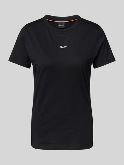 BOSS Orange T-shirt met labelstitching, model 'Elogo' Zwart - 2