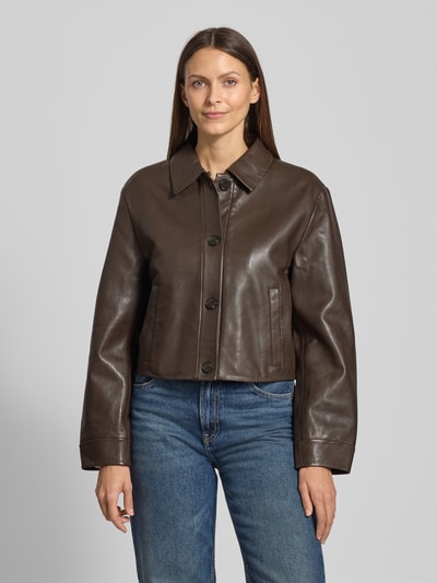Marc O'Polo Regular Fit Lederjacke aus echtem Lammleder Dunkelbraun 4