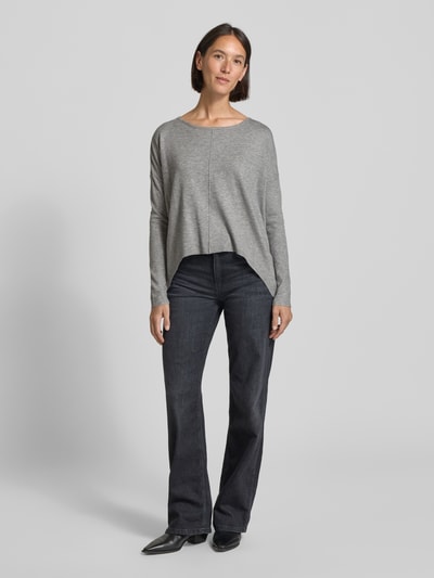 Vero Moda Comfort Fit Strickpullover aus Viskose-Mix Modell 'BREEZE AURA' Mittelgrau Melange 1