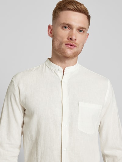 Lindbergh Koszula lniana o kroju slim fit z tkanym wzorem Biały 3
