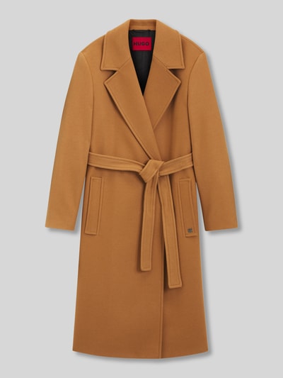 HUGO Płaszcz o kroju regular fit z dodatkiem wełny model ‘MELZY’ Średniobrązowy 2