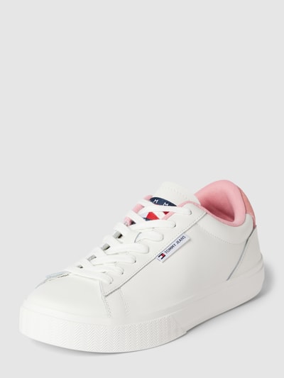 Tommy Jeans Ledersneaker mit Label-Detail Weiss 1