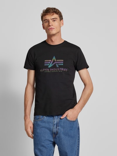 Alpha Industries T-Shirt mit Label-Print Modell 'Rainbow' Black 4