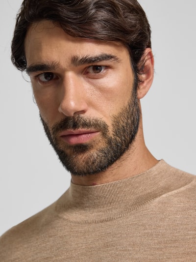 Tiger Of Sweden Gebreide pullover van merinowol met opstaande kraag, model 'Tern' Beige - 3