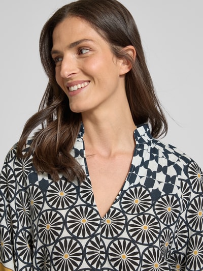 Marc O'Polo Sukienka lniana o linii A ze wzorem na całej powierzchni Granatowy 3