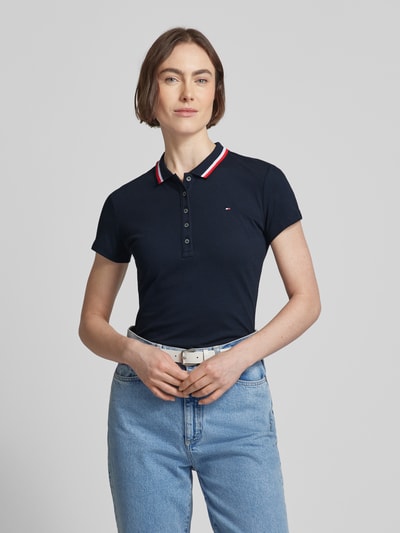 Tommy Hilfiger Koszulka polo o kroju slim fit z paskami w kontrastowym kolorze Ciemnoniebieski 4