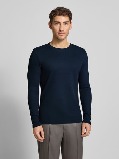 MCNEAL Shirt met lange mouwen, structuurmotief en ronde hals Donkerblauw - 4