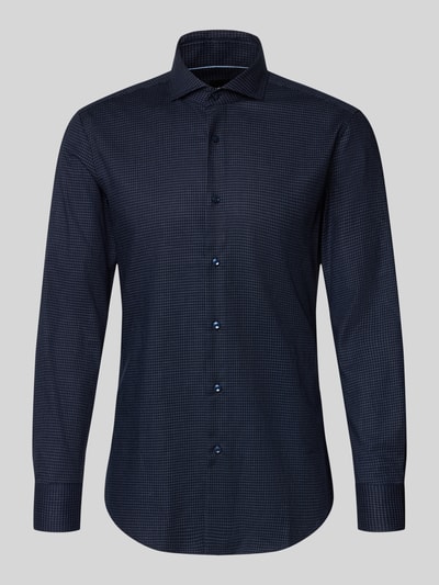 Produktfoto, dunkelblaues Slim Fit Businesshemd aus Baumwoll-Mix Modell 'H-HANK-SP' von BOSS, Herren Businesshemd von BOSS, feines Karo-Muster, glatte Textur