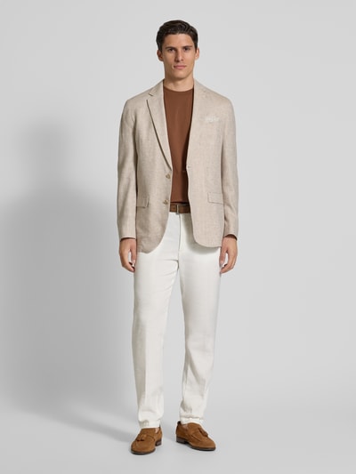 Christian Berg Men Leinensakko mit Einstecktuch Beige 1