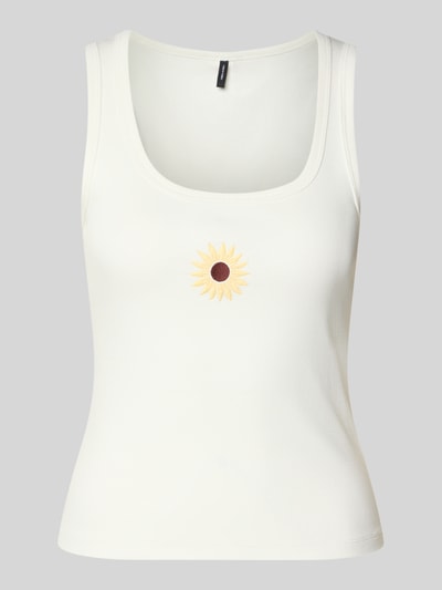 VERO MODA Top typu tank o kroju slim fit z mieszanki bawełny model 'DISA' Złamany biały 2