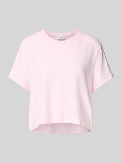 American Vintage Cropped T-Shirt mit geripptem Rundhalsausschnitt Hellrosa 2