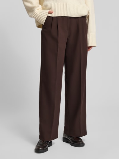 Smith and Soul Stoffen broek met bandplooien Donkerbruin - 4