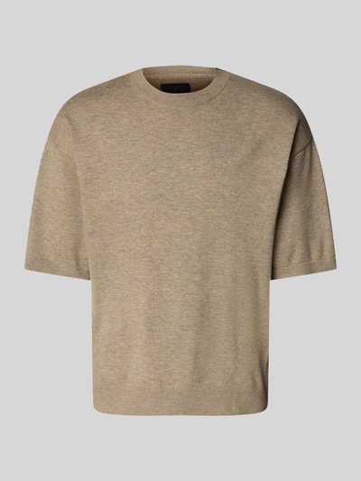 Jack & Jones Premium T-Shirt in Strick-Optik mit gerippten Abschlüssen Taupe 2