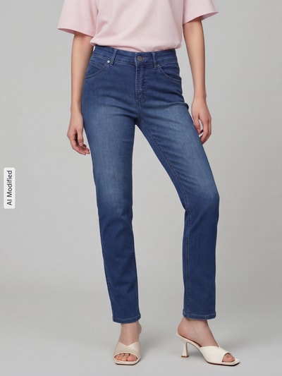 TONI Jeansy o kroju straight fit z mieszanki bawełny model 'LIV' Niebieski 4