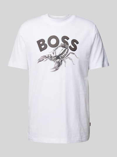 BOSS Orange T-Shirt mit Label-Motiv-Print Modell 'Bossfish' Weiss 2