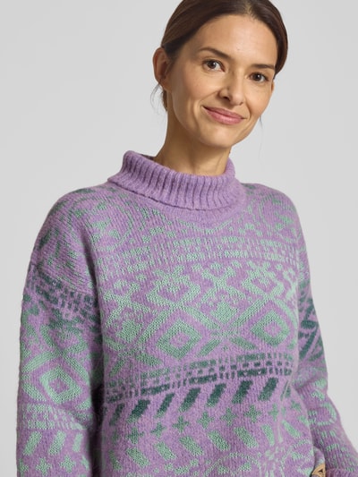 Dale of Norway Sweter z golfem krój regular fit z domieszką wełny z alpaki model „Highland” Jasnośliwkowy melanż 3