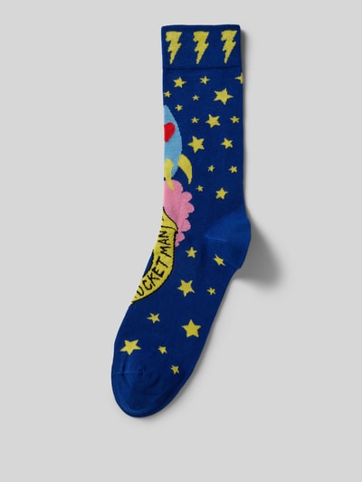 Happy Socks Sokken met motiefprint, model 'Rocket Man' Marineblauw - 1